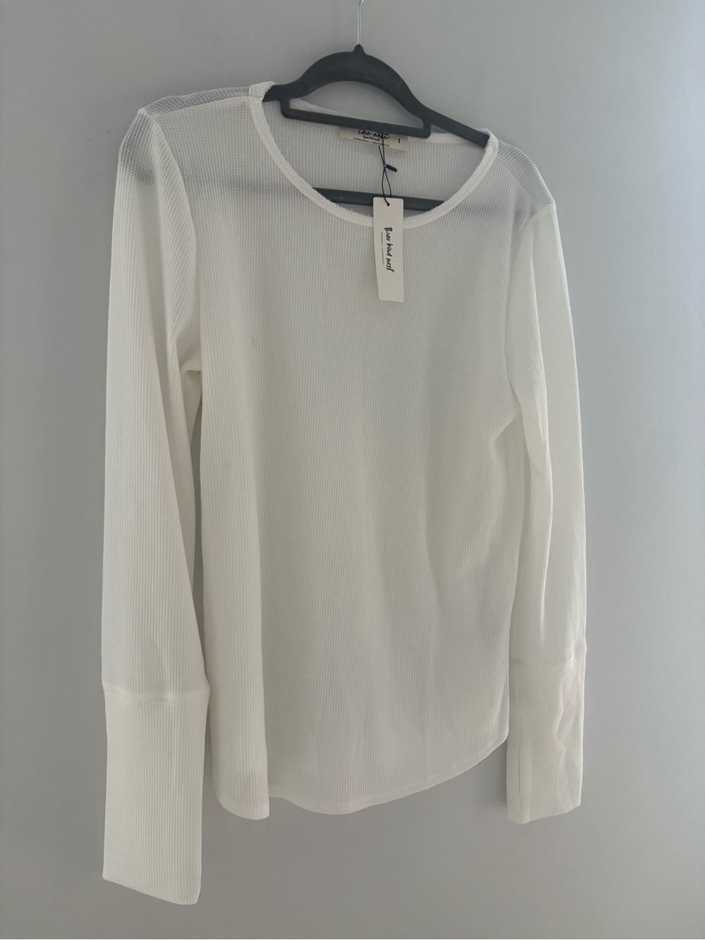 Three Bird Nest White Ribbed Long Sleeve‎ Top